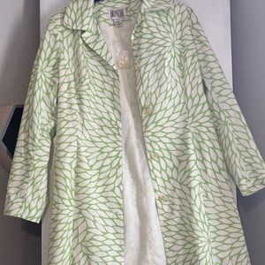 Depthe Green & White Printed Trench Coat